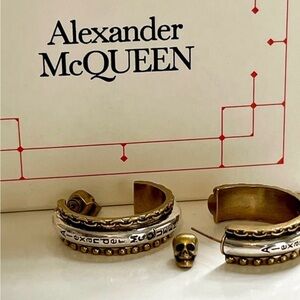 Alexander McQueen Gold and Silver Hoop Earrings